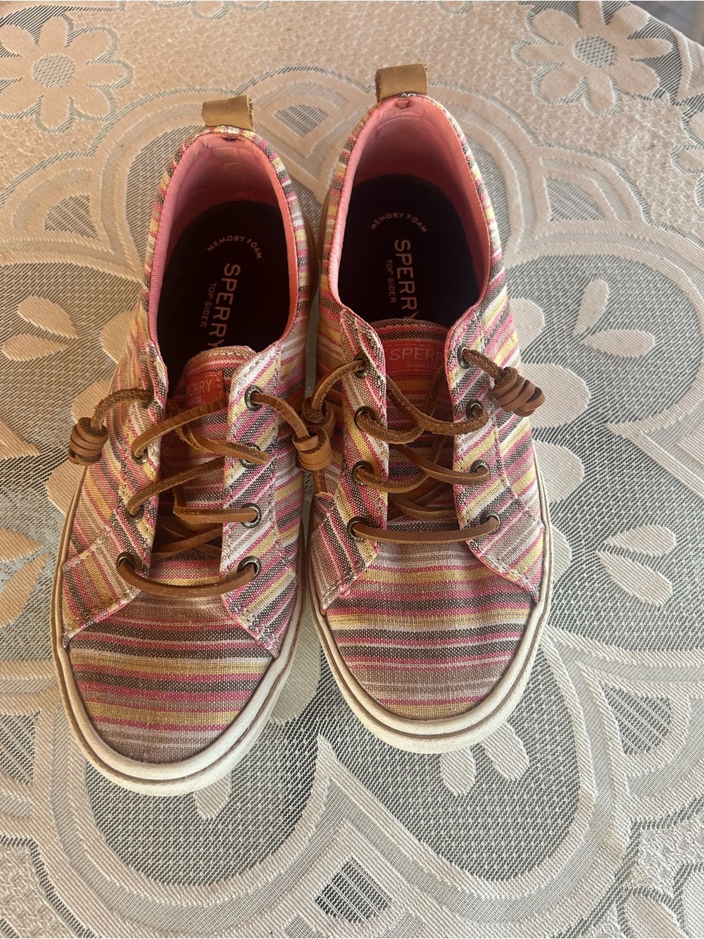 Women’s Sperry Pink and Tan Striped Top-Siders